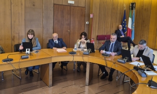 La commissione Lavoro durante la relazione illustrativa di Daniele Maura.