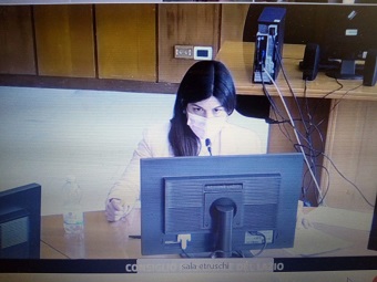 Chiara Colosimo presiede la commissione Trasparenza dalla sala Etruschi del Consiglio regionale.