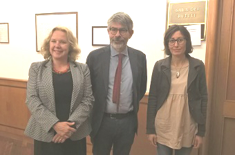 Da sinistra: la capo della rappresentanza in Italia della Commissione europea, Covassi, il presidente della seconda commissione, Capriccioli, la vicepresidente Silvia Blasi.