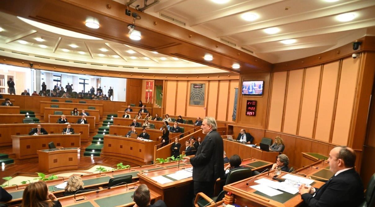 Il presidente della Regione, Francesco Rocca, durante un suo intervento in Aula.